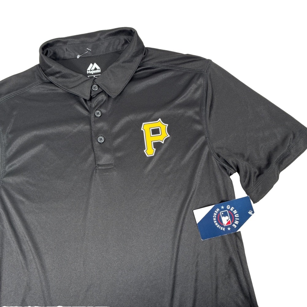 New Mens Majestic Pittsburgh Pirates Short Sleeve Polo Shirt Size Medium NWT